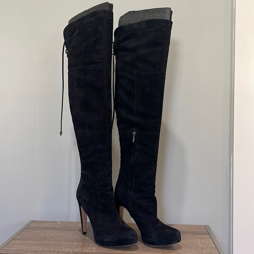 Thigh high suede boots